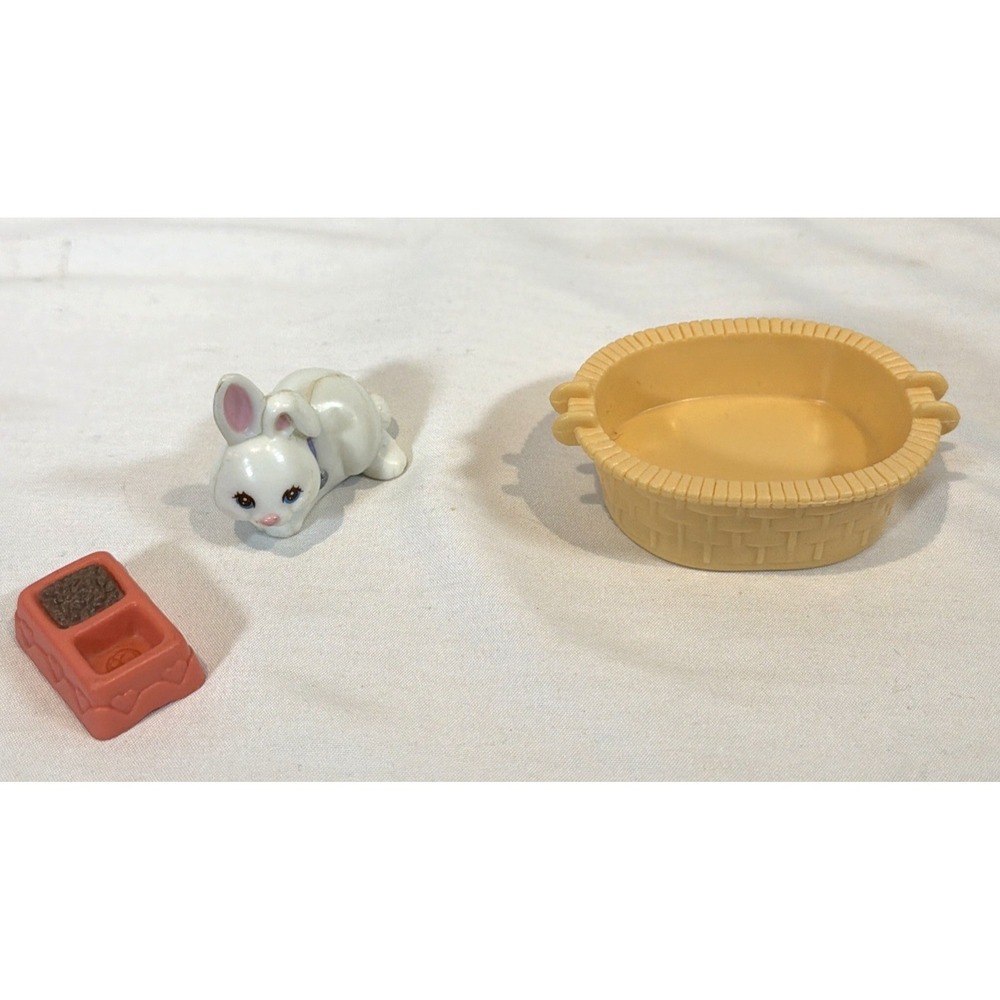 VTG LPS Kenner 1993 Mommy Baby Bunny‎ Basket Dish Littlest Pet Shop Set